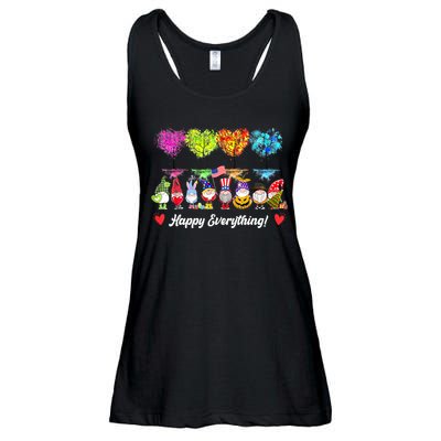 Happy Everything Gnomes Every Seasons All Year Tree Ladies Essential Flowy Tank