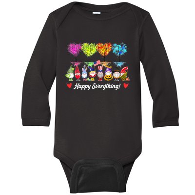 Happy Everything Gnomes Every Seasons All Year Tree Baby Long Sleeve Bodysuit