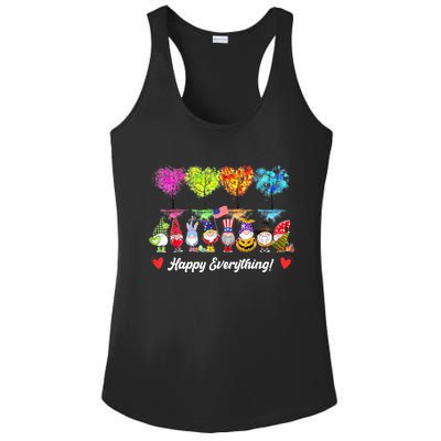 Happy Everything Gnomes Every Seasons All Year Tree Ladies PosiCharge Competitor Racerback Tank