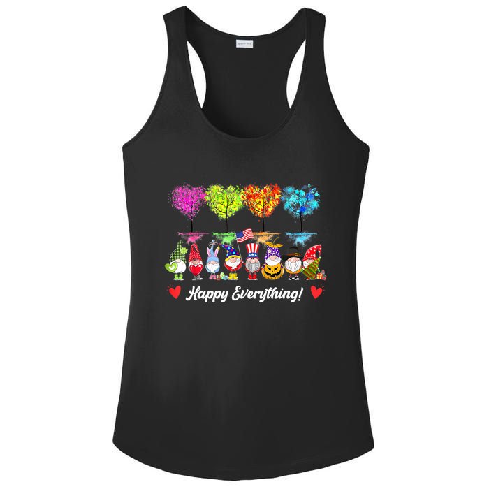 Happy Everything Gnomes Every Seasons All Year Tree Ladies PosiCharge Competitor Racerback Tank