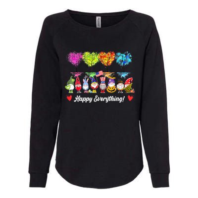 Happy Everything Gnomes Every Seasons All Year Tree Womens California Wash Sweatshirt