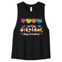 Happy Everything Gnomes Every Seasons All Year Tree Women's Racerback Cropped Tank