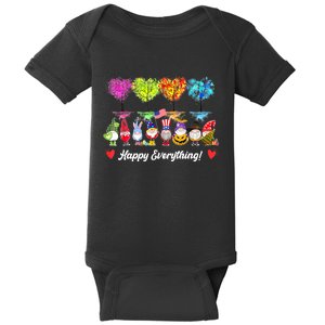 Happy Everything Gnomes Every Seasons All Year Tree Baby Bodysuit