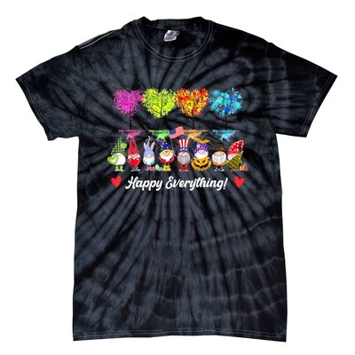 Happy Everything Gnomes Every Seasons All Year Tree Tie-Dye T-Shirt