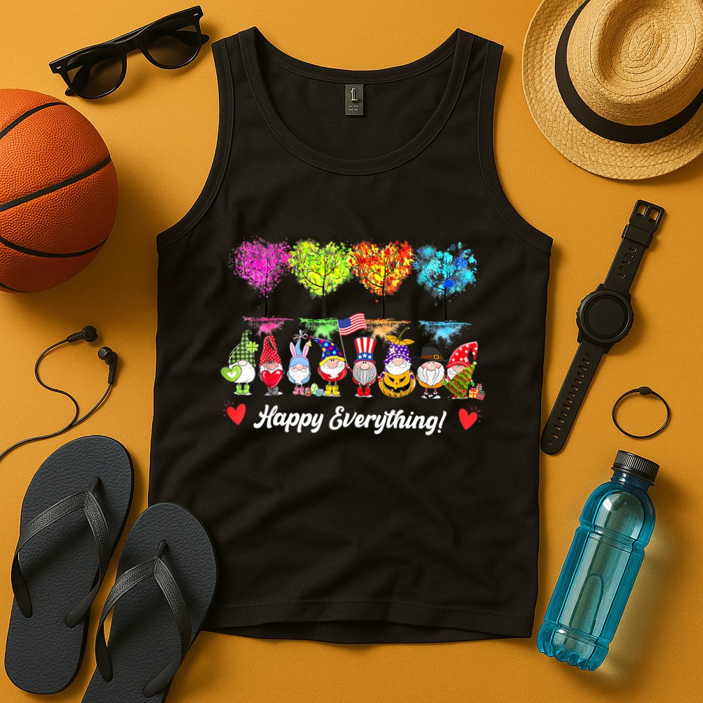 Happy Everything Gnomes Every Seasons All Year Tree Tank Top