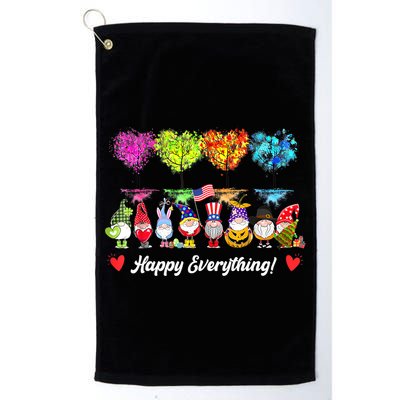 Happy Everything Gnomes Every Seasons All Year Tree Golf Towel