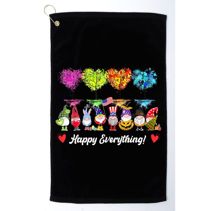 Happy Everything Gnomes Every Seasons All Year Tree Golf Towel