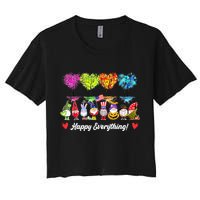 Happy Everything Gnomes Every Seasons All Year Tree Women's Crop Top Tee