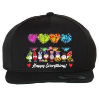 Happy Everything Gnomes Every Seasons All Year Tree Wool Snapback Cap