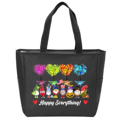 Happy Everything Gnomes Every Seasons All Year Tree Zip Tote Bag