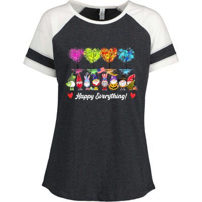 Happy Everything Gnomes Every Seasons All Year Tree Enza Ladies Jersey Colorblock Tee