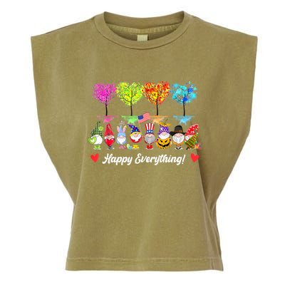 Happy Everything Gnomes Every Seasons All Year Tree Garment-Dyed Women's Muscle Tee