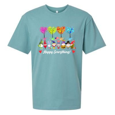 Happy Everything Gnomes Every Seasons All Year Tree Sueded Cloud Jersey T-Shirt