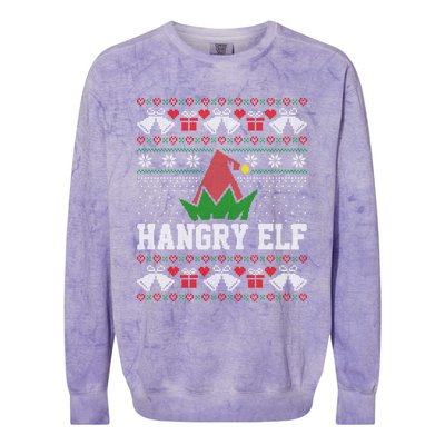 Hangry Elf Great Gift Colorblast Crewneck Sweatshirt