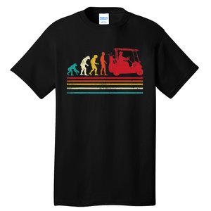 Human Evolution Golf Cart Funny Golfing Golfer Tall T-Shirt