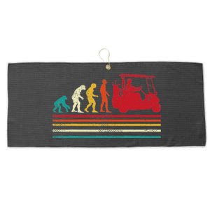 Human Evolution Golf Cart Funny Golfing Golfer Large Microfiber Waffle Golf Towel