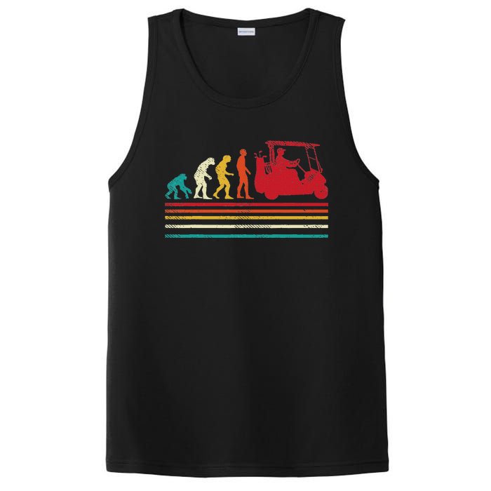 Human Evolution Golf Cart Funny Golfing Golfer PosiCharge Competitor Tank