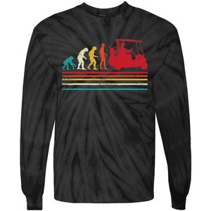 Human Evolution Golf Cart Funny Golfing Golfer Tie-Dye Long Sleeve Shirt