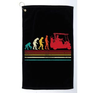 Human Evolution Golf Cart Funny Golfing Golfer Platinum Collection Golf Towel