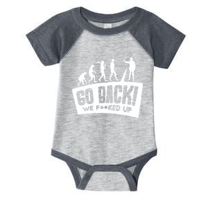 Human Evolution Go Back We F*Cked Up Infant Baby Jersey Bodysuit