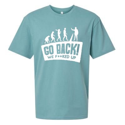 Human Evolution Go Back We F*Cked Up Sueded Cloud Jersey T-Shirt