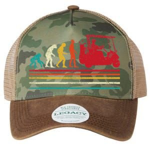 Human Evolution Golf Cart Funny Golfing Golfer Women Legacy Tie Dye Trucker Hat