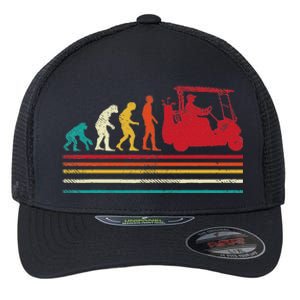 Human Evolution Golf Cart Funny Golfing Golfer Women Flexfit Unipanel Trucker Cap