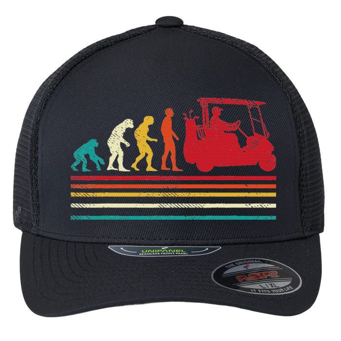 Human Evolution Golf Cart Funny Golfing Golfer Women Flexfit Unipanel Trucker Cap