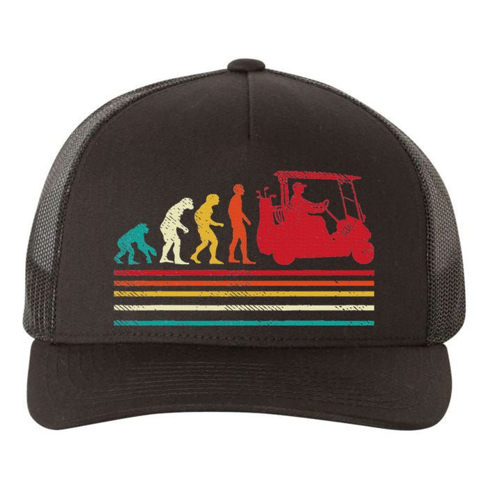 Human Evolution Golf Cart Funny Golfing Golfer Women Yupoong Adult 5-Panel Trucker Hat