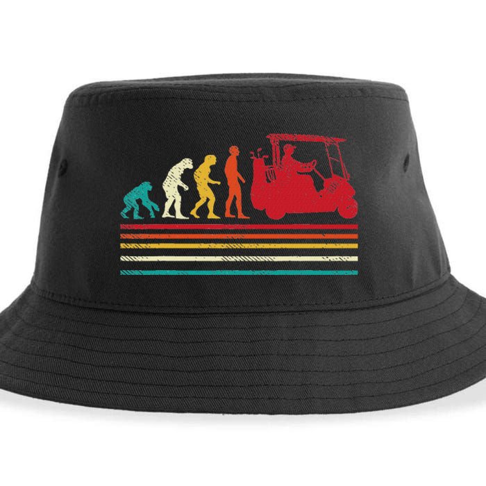 Human Evolution Golf Cart Funny Golfing Golfer Women Sustainable Bucket Hat