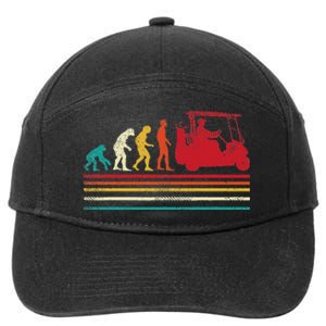 Human Evolution Golf Cart Funny Golfing Golfer Women 7-Panel Snapback Hat