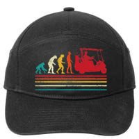 Human Evolution Golf Cart Funny Golfing Golfer Women 7-Panel Snapback Hat