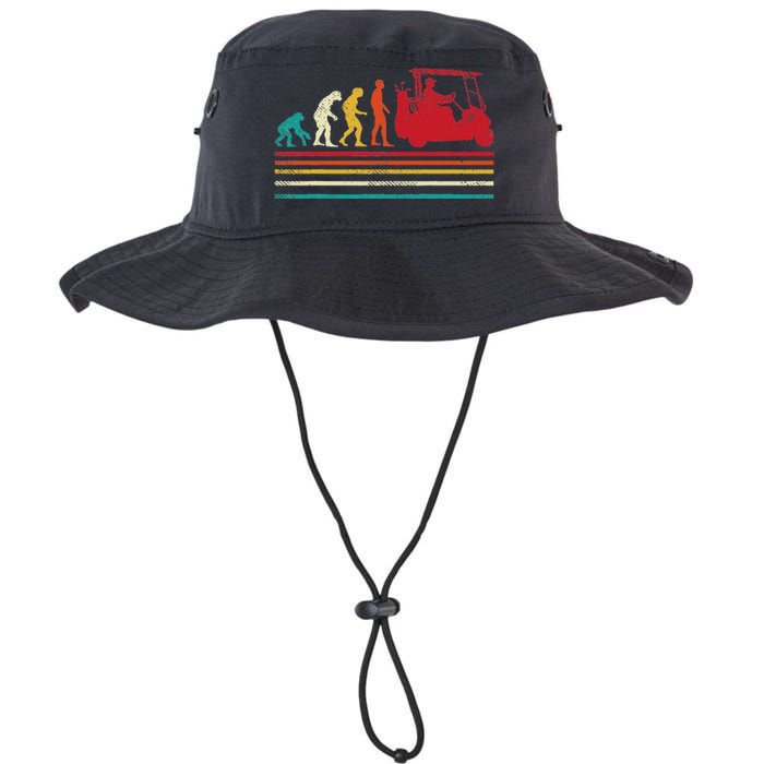 Human Evolution Golf Cart Funny Golfing Golfer Women Legacy Cool Fit Booney Bucket Hat