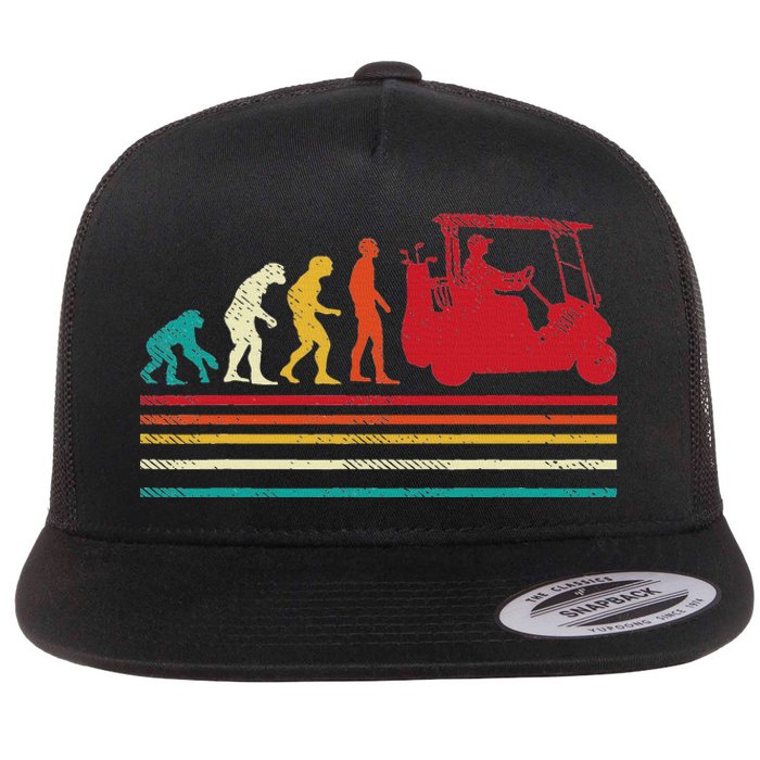 Human Evolution Golf Cart Funny Golfing Golfer Women Flat Bill Trucker Hat