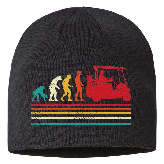 Human Evolution Golf Cart Funny Golfing Golfer Women Sustainable Beanie