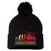 Human Evolution Golf Cart Funny Golfing Golfer Women Pom Pom 12in Knit Beanie