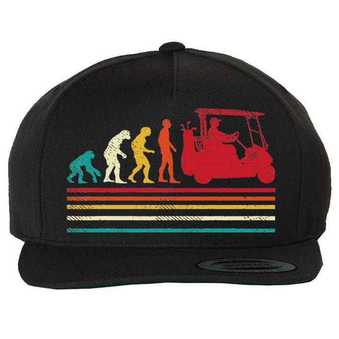 Human Evolution Golf Cart Funny Golfing Golfer Women Wool Snapback Cap