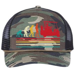 Human Evolution Golf Cart Funny Golfing Golfer Women Retro Rope Trucker Hat Cap