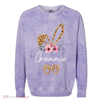 Happy Easter Grammie Bunny Leopard Floral Cute Rabbit Colorblast Crewneck Sweatshirt