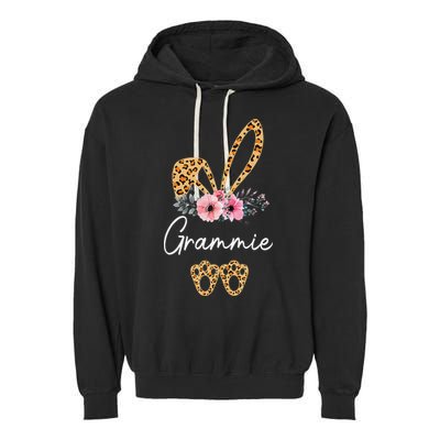 Happy Easter Grammie Bunny Leopard Floral Cute Rabbit Garment-Dyed Fleece Hoodie