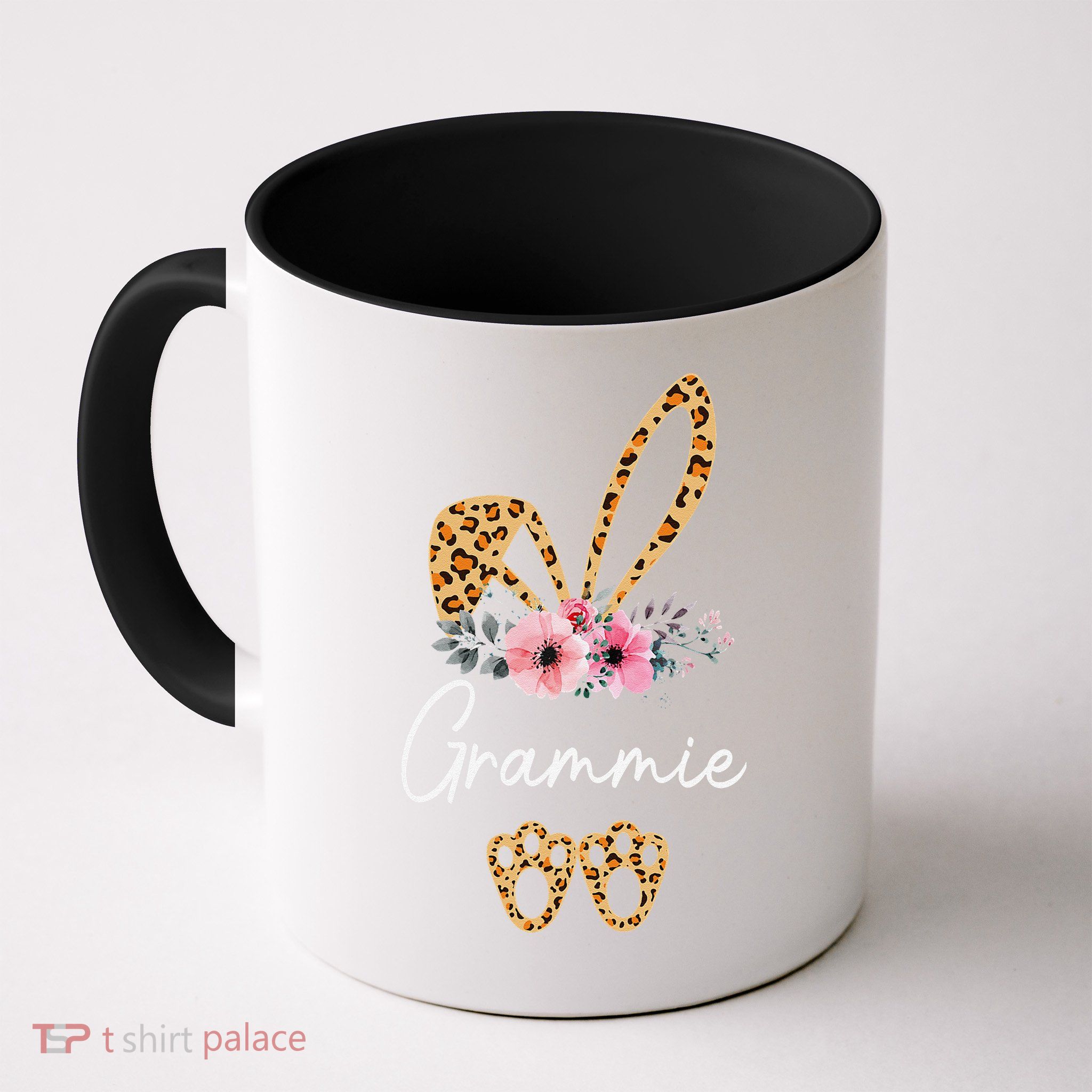 Happy Easter Grammie Bunny Leopard Floral Cute Rabbit Mug