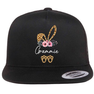 Happy Easter Grammie Bunny Leopard Floral Cute Rabbit Flatbill Hat
