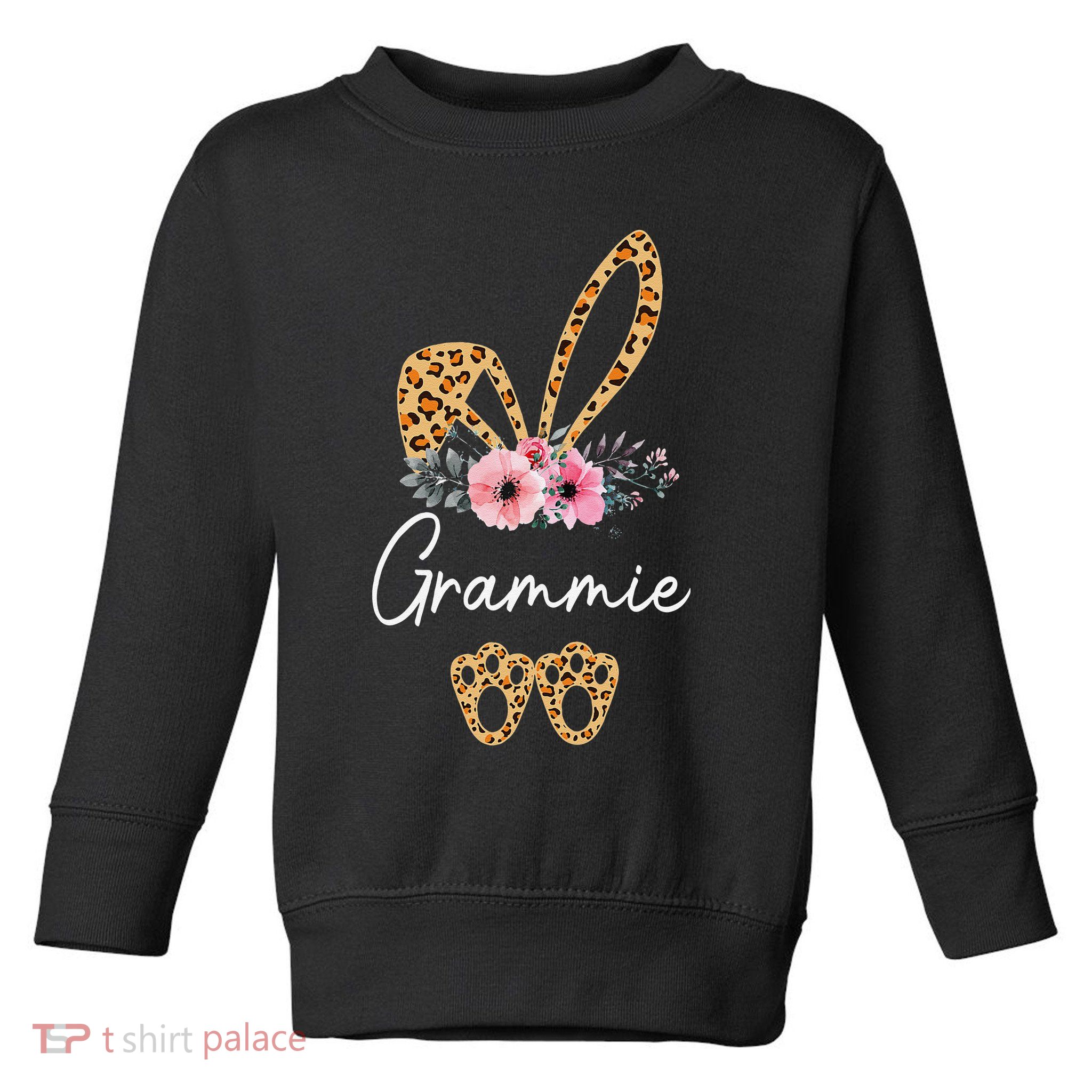 Happy Easter Grammie Bunny Leopard Floral Cute Rabbit Toddler Sweatshirt