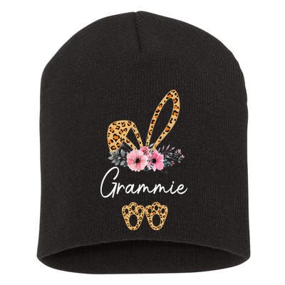 Happy Easter Grammie Bunny Leopard Floral Cute Rabbit Short Acrylic Beanie