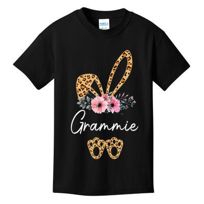 Happy Easter Grammie Bunny Leopard Floral Cute Rabbit Kids T-Shirt