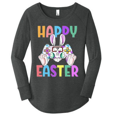 Happy Easter Gaming Controllers Bunny Women's Perfect Tri Tunic Long Sleeve Shirt