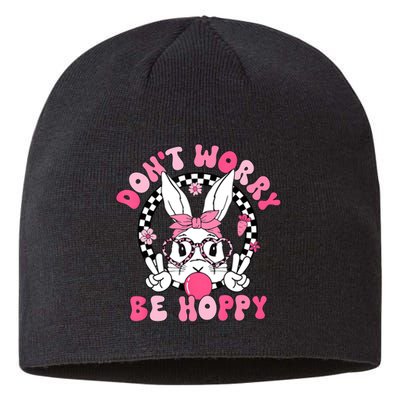 Happy Easter Groovy Bunny Face DonT Worry Be Hoppy Sustainable Beanie