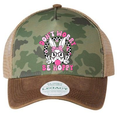 Happy Easter Groovy Bunny Face Dont Worry Be Hoppy Women Legacy Tie Dye Trucker Hat