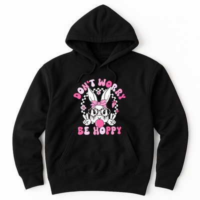 Happy Easter Groovy Bunny Face Dont Worry Be Hoppy Women Hoodie