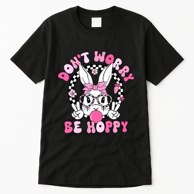Happy Easter Groovy Bunny Face Dont Worry Be Hoppy Women Tall T-Shirt